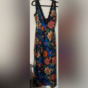 Miss Lola Vibrant Floral Maxi Dress - Black and Multicolor